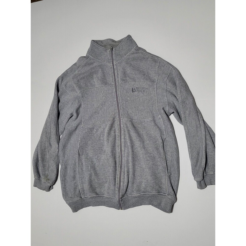 (#C) South Pole Fleece Jacket Men's Size XL Gray Full Zip